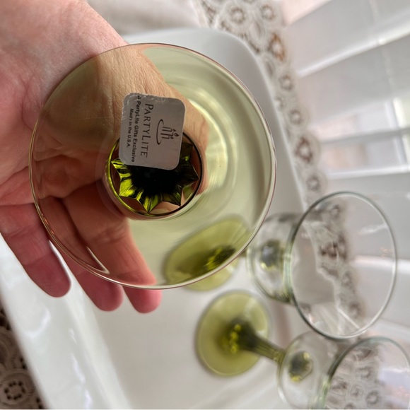 Beautiful Radiant Glow Olive Stemmed Trio, PartyLite - Picture 3 of 3